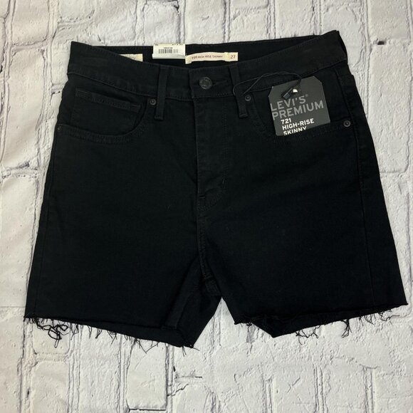NWT Levi’s Black Denim Cut Off Shorts 27" | High Waist - Picture 1 of 5